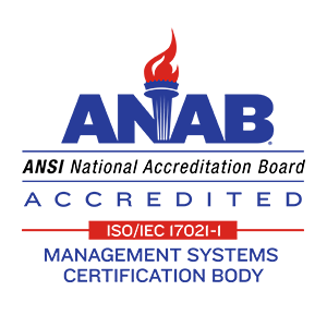 ANSI National Accreditation Board Accredited ISO/IEC 17021-1 ANAB Logo